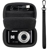 Rieibi Hard Case for KODAK PIXPRO FZ55/FZ45/C1, Canon PowerShot ELPH 360 | Hard shell shockproof camera case with strap &amp; carabiner. Storage for SD cards &amp; small accessories, lightweight for travel