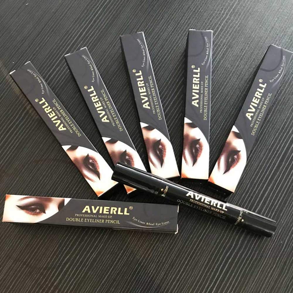 Liquid Eyeliner Stamp 2 Pack, 2 Double-sided Pens, Winged Liquid Eyeliner Stamp & Pencil, Vamp Style Wing, Smudgeproof, Waterproof, Long-lasting, No Dripping (10mm Classic Black)