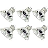 CTKcom MR16 12v 20w Halogen Light Bulbs(6 Pack) - 12 Volt Bi Pin Base,High Lumens, Precision Halogen Reflector Fiber Optic Light Bulb, Glass Cover,6 Pack