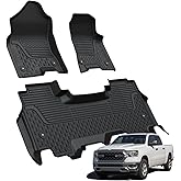LASFIT Floor Mats for Ram 1500 Quad Cab 2019-2024 Bucket Seat Without 2nd Row Under seat Storage, All Weather TPE Custom Fit Car Mats Floor Liners 1st & 2nd Row, Black（ Not Fit 1500 Classic Model）