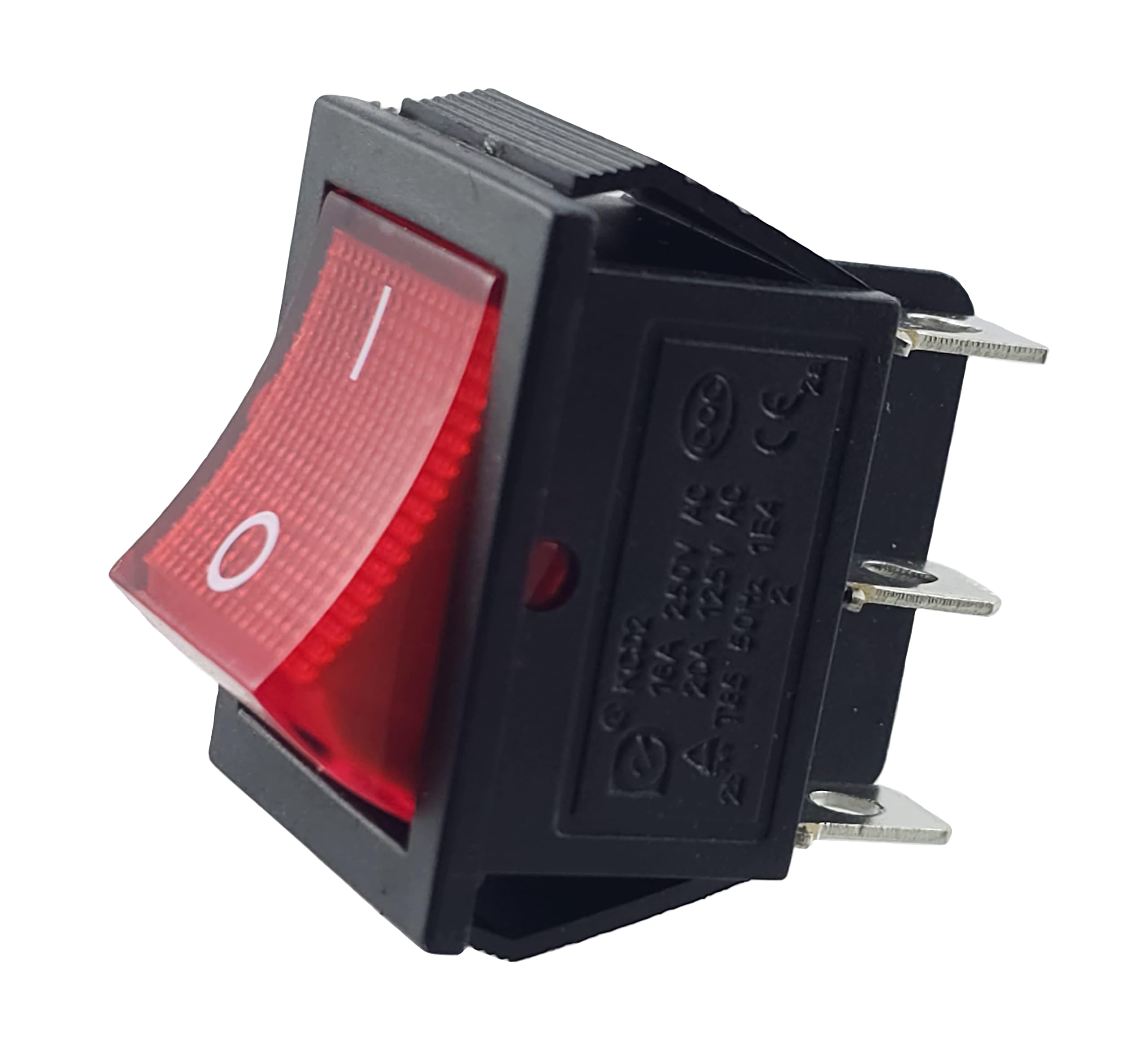 Rocker switch, 2-pole (6-pin) changeover switch 16A 250VAC 28.5 * 21.1mm rocker illuminated
