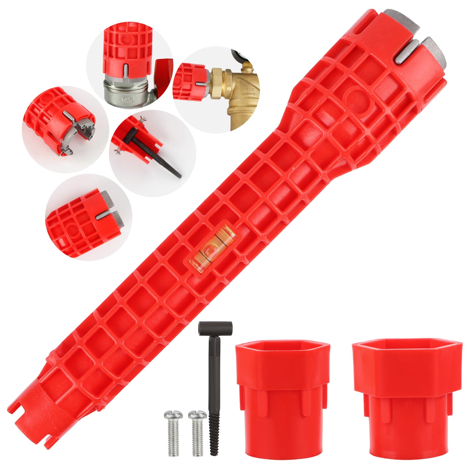 KFDDRN Tap Spanner, 8 in 1 Sink Multi Plumbing Tools Sink Wrench Spanner Plumbers Basin Wrench for Toilet Bowl Sink Kitchen Bathroom Plumbing Tap Spanner Set