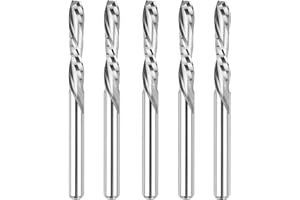 SpeTool Downcut CNC Bit 1/8 Inch Cutting Diameter 1/8 Inch Shank, Solid Carbide Spiral Router Bit Pluge Cut for Woodwoorking 