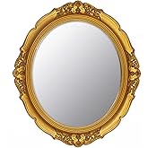 YCHMIR 14.8 x 13.1 inch Oval Wall Mirror Vintage Style Wall Mounted (Gold)