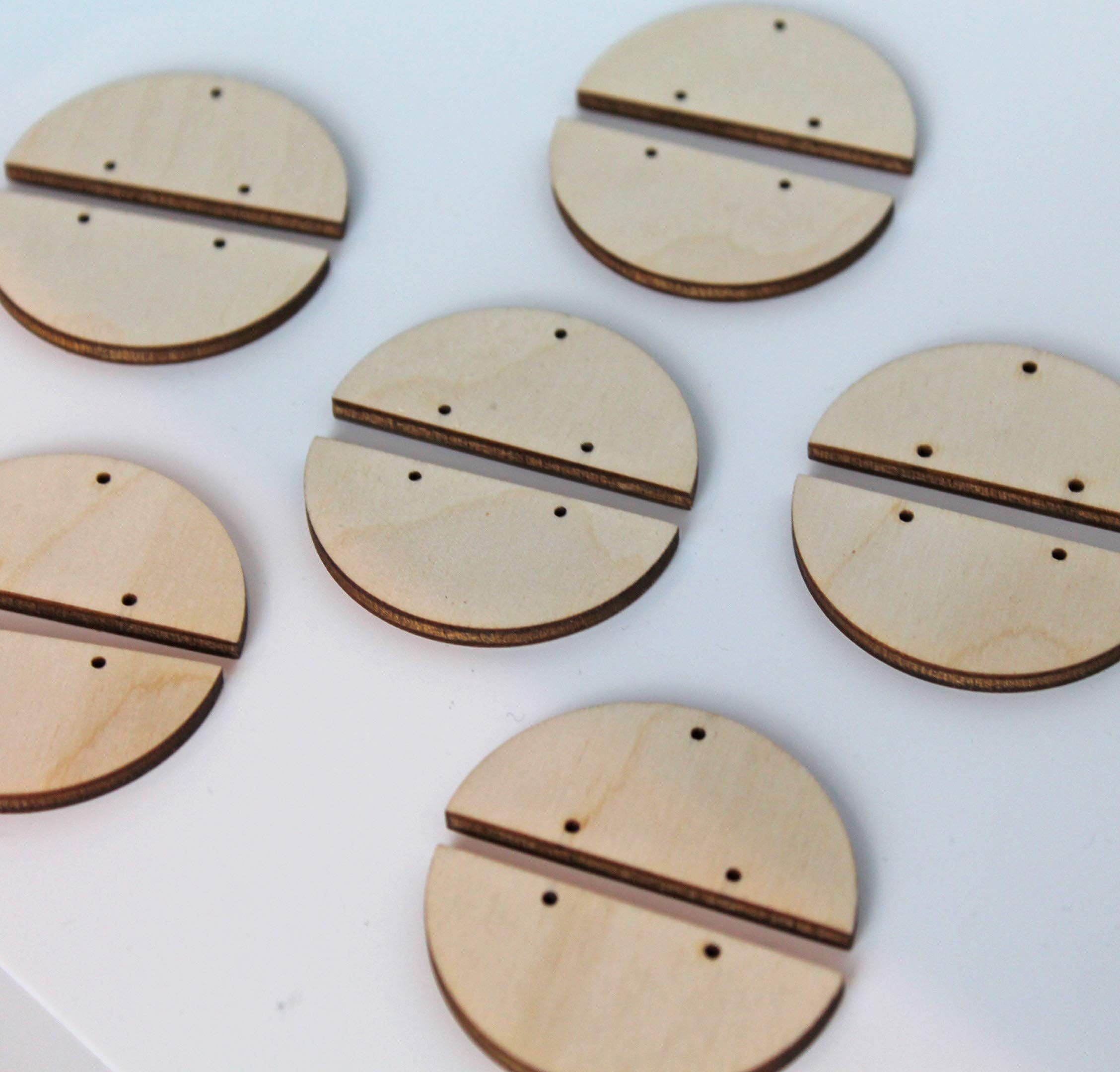 ALL SIZES BULK (12pc to 100pc) Unfinished Wood Laser Cutout Solid Semi Circle Set Dangle Earring Jewelry Blanks Shape Crafts Made in Texas