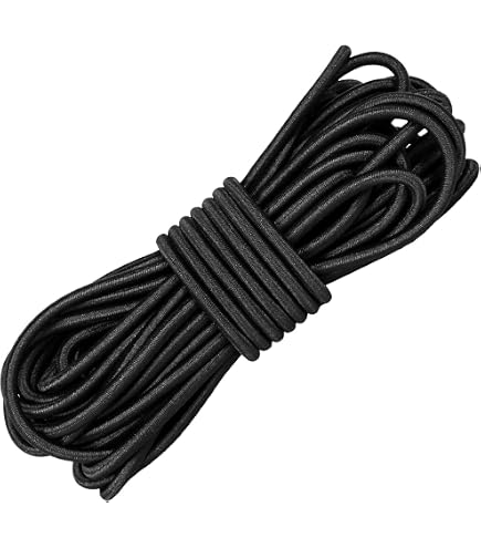 Wesnoy Bungee Cord – 30,5 M Rolle, 1/4 Zoll Dick, Schwarzes Elastisches Gummiseil Für Ladungssicherung & DIY