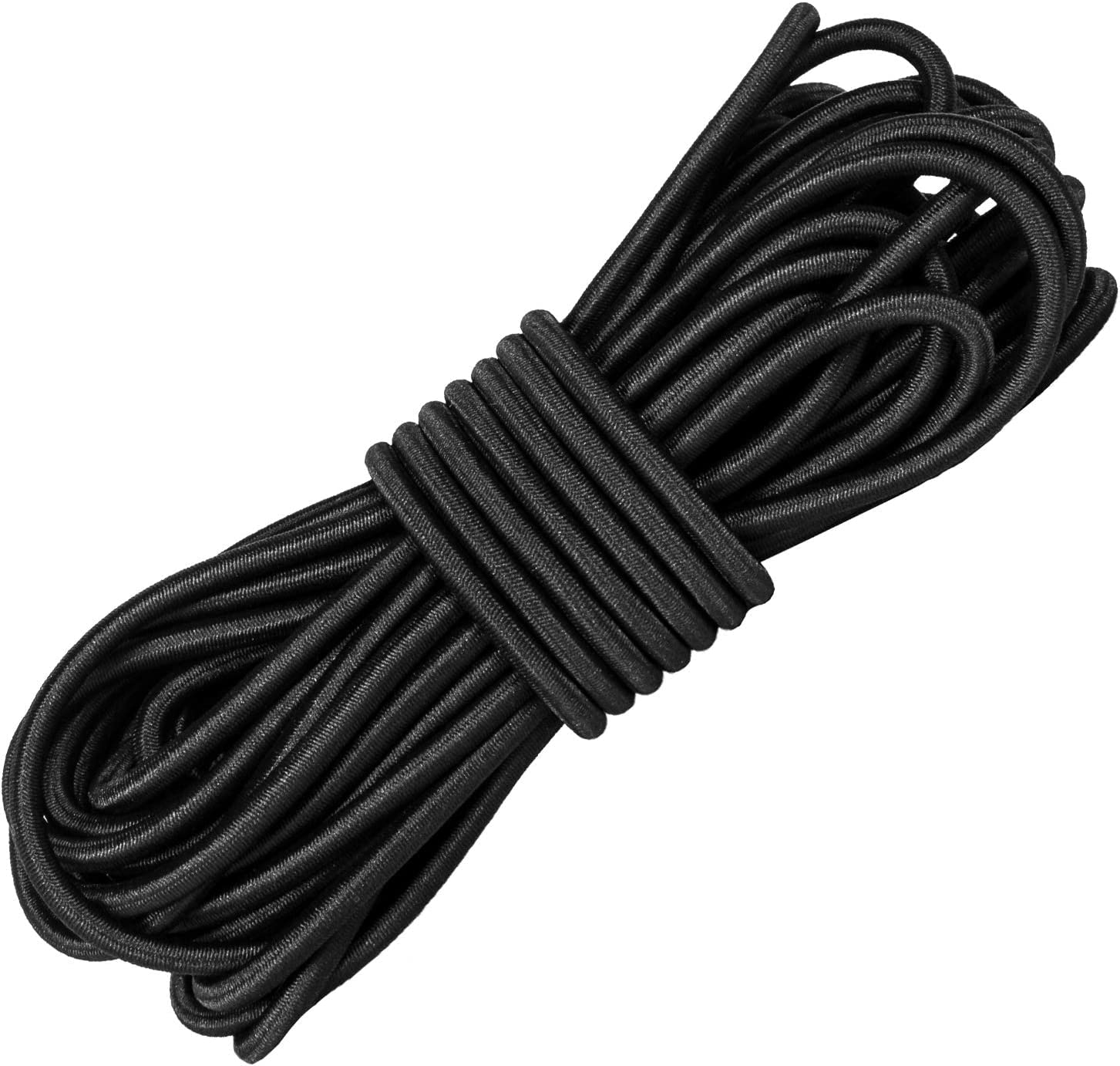 Strong Elastic Bungee Shock Cord, 32ft 5/32" (4mm) Stretch String Rope, Marine Grade Tarps Tie Down Straps for Camping, Trailer Strap, Shoe Laces, Crafting, Boat, Kayak, DIY Projects Black