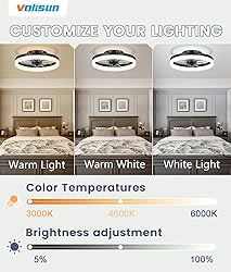 VOLISUN 13 inch Small Ceiling Fans with Lights and