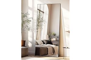 Antok Full Length Mirror, 71"x32" Floor Mirror, Floor Standing Freestanding Full Body Mirror with Stand for Bedroom, Hanging Mounted for Living Room Cloakroom, Black