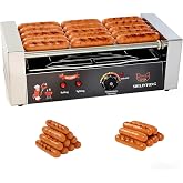 SHILINTONG 5 Roller Electric Hot Dog Roller,16 Hot Dogs, Stainless Steel | 750W Fast Heating, 360&deg; Rotating 5 Rollers, 500&deg;F 3-5 Min, Removable Drip Tray, Non-Skid Feet,Commerical or Household
