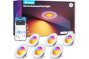 Govee Smart Retrofit Recessed Lighting 6 Inch, Wi-Fi Bluetooth Direct Connect RGBWW Retrofit Can Lights, 65 Scene Modes, Works with Alexa & Google Assistant, 1000 Lumens, 6 Pack