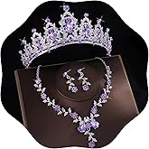 Kamirola Tiaras and Crowns for Women,Tiaras Earrings Necklace, Crystal Bridal Jewelry Set, Costume Party Halloween Prom Pageant Jewelry for Women(TR45)