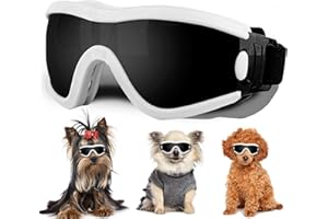 NICERINC PET Small Dog Sunglasses with Adjustable Strap UV Protection, Winproof Dog Puppy Sunglasses, Suitable for Small Dog Pet Glasses, Dogs Eyes Protection，Soft Dog Goggles