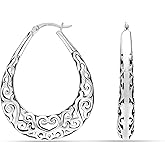 LeCalla 925 Sterling Silver Chunky Hoop Earrings for Jewelry Gifts | Hypoallergenic Medium & Large Click-Top Italian Earring Hoops for Women