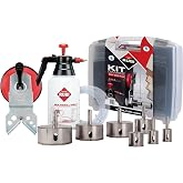 Rubi KIT Easy GRES Plus &ndash; Complete Diamond Drill Bit Set with MULTIDRILL Guide, Water Tank, and 7 Precision Bits for Ceramic Tiles, Marble, Granite, and Glass &ndash; Professional Grade Tool Kit