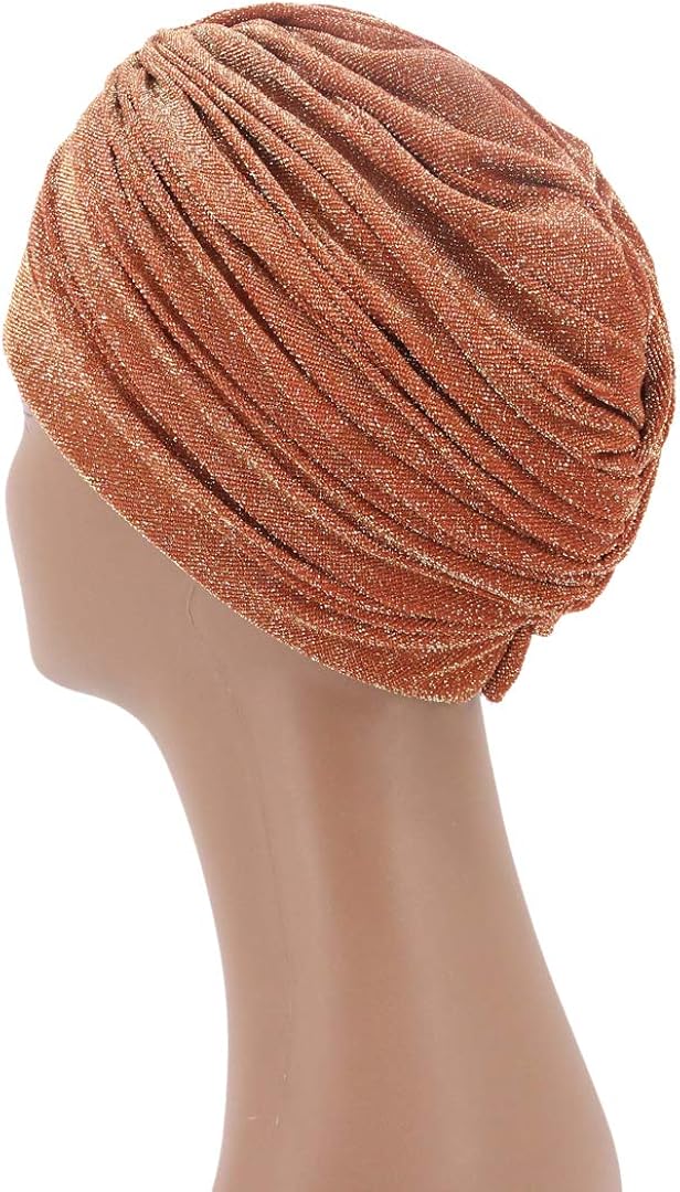 Surkat Unisex Shiny Metallic Turban Printed Sun Cap Hair Turban Hat Stretch Headwear Costume Accessory at  Women’s Clothing store