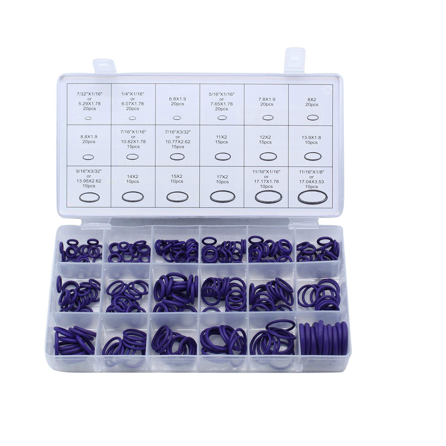 TAKPART 270PCs 18 Sizes Rubber O-Rings Seal Kit Purple