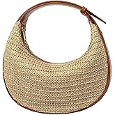 Straw Crossbody Shoulder Bag,Beach Woven Hobo Bag Shoulder Underarm Bag ,Chic Crescent Purses with Adjustable Straps