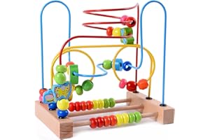 Lewo Wooden Baby Toddler Toys Circle First Bead Maze for Boys Girls