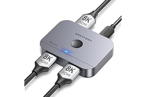 VENTION 8K HDMI Switch 2 in 1 Out, HDMI Switch 4K 120Hz with LED Indicators/HDMI 2.1 Switch/HDMI 2 in 1 Out Switcher Support 8K 4K 3D HDR for Xbox PS5/4/3 Blu-Ray TV/Player/Laptop PC