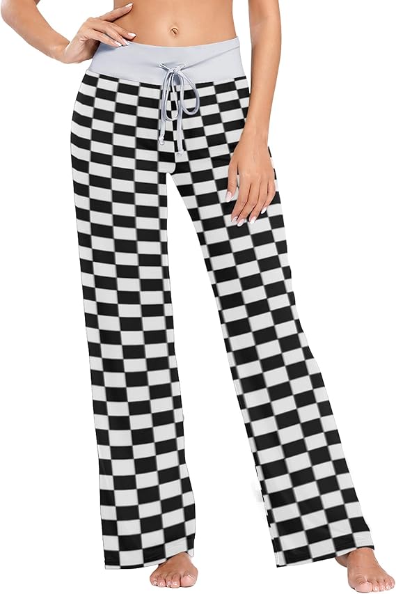 ALALAL Youth Pajama Pants Black and White Lattices Pajama Pants for