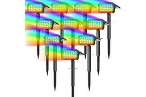Flaow Solar Spot Lights Outdoor Color Changing, [10 pack/28 LED] 7 Modes Auto On/Off Solar Landscape Spotlights, Ip67 Waterproof Solor Powered Pathway Lights for Outside Yard Garden Walkway Tree Patio