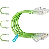 Mnlnbuao Cat6 Slim Patch Cables 0.5 Feet 10-Pack Green, Cat6a Patch Cables 10Gbps 550MHz High-Speed, Cat 6 Ethernet Cable Pure Copper UTP, Flexible &amp; Thin Patch Cable Cat 6 for Network Cabling