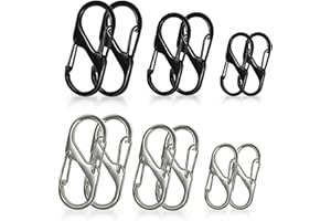 Zipper Lock Clip, Small Keychain Clip, S Carabiner Clips for Home, Hiking, Outdoor, Camping, Fishing, Key, Backpack (Black, S