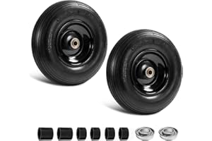 LTNICER 4.00-6 Tire and Wheel,13" Wheelbarrow Pneumatic Tire for Wheelbarrows/Trolley/Gorilla Cart/Wagon - 5/8" and 3/4" Axle bore hole,3.74"-7.74" Centered Hub(2 Pack)
