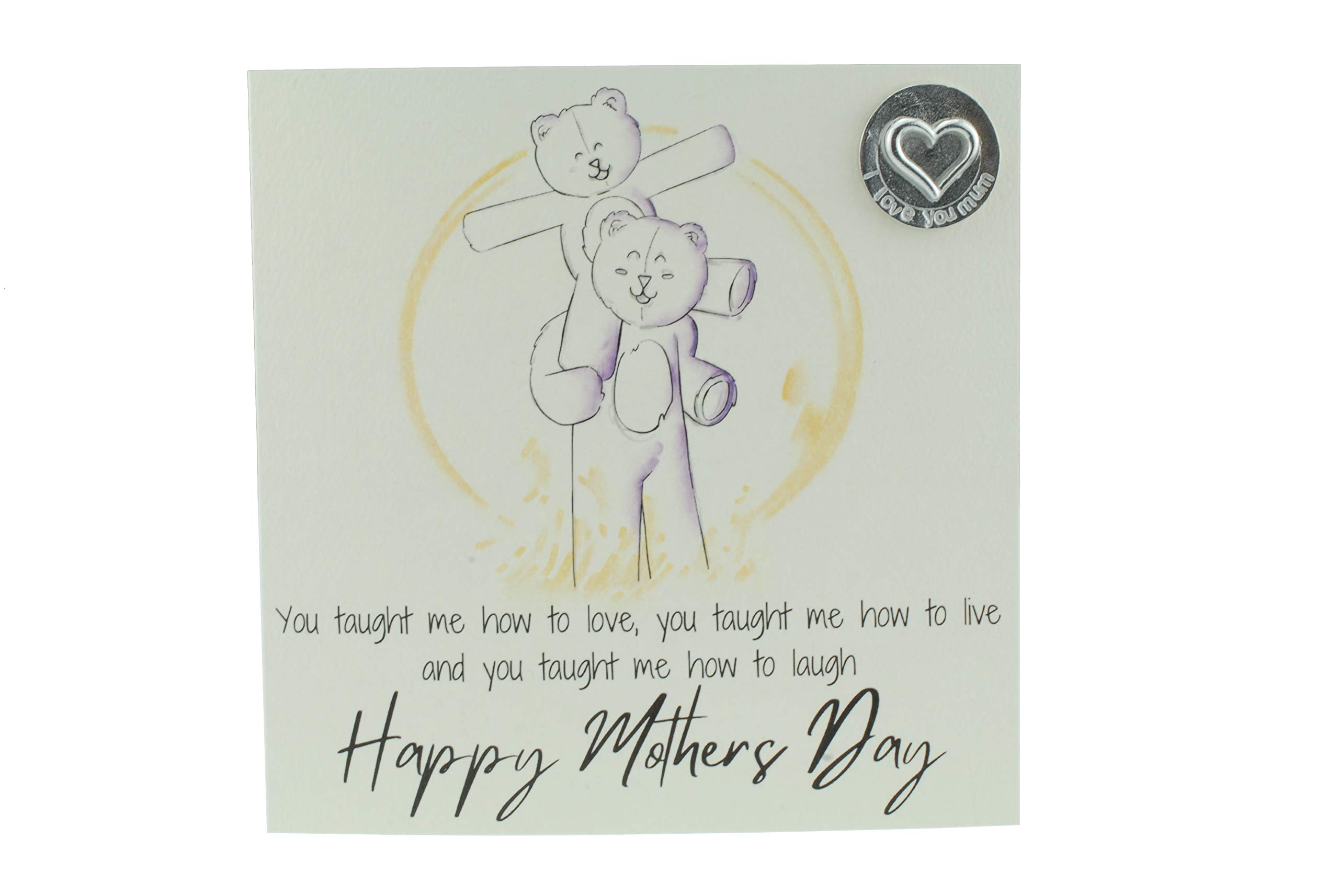 Mothers Day Card with Cute Bear on Shoulders – Comes with ‘I Love You Mum’ Gift Token (gc-mumshouldersilymum)