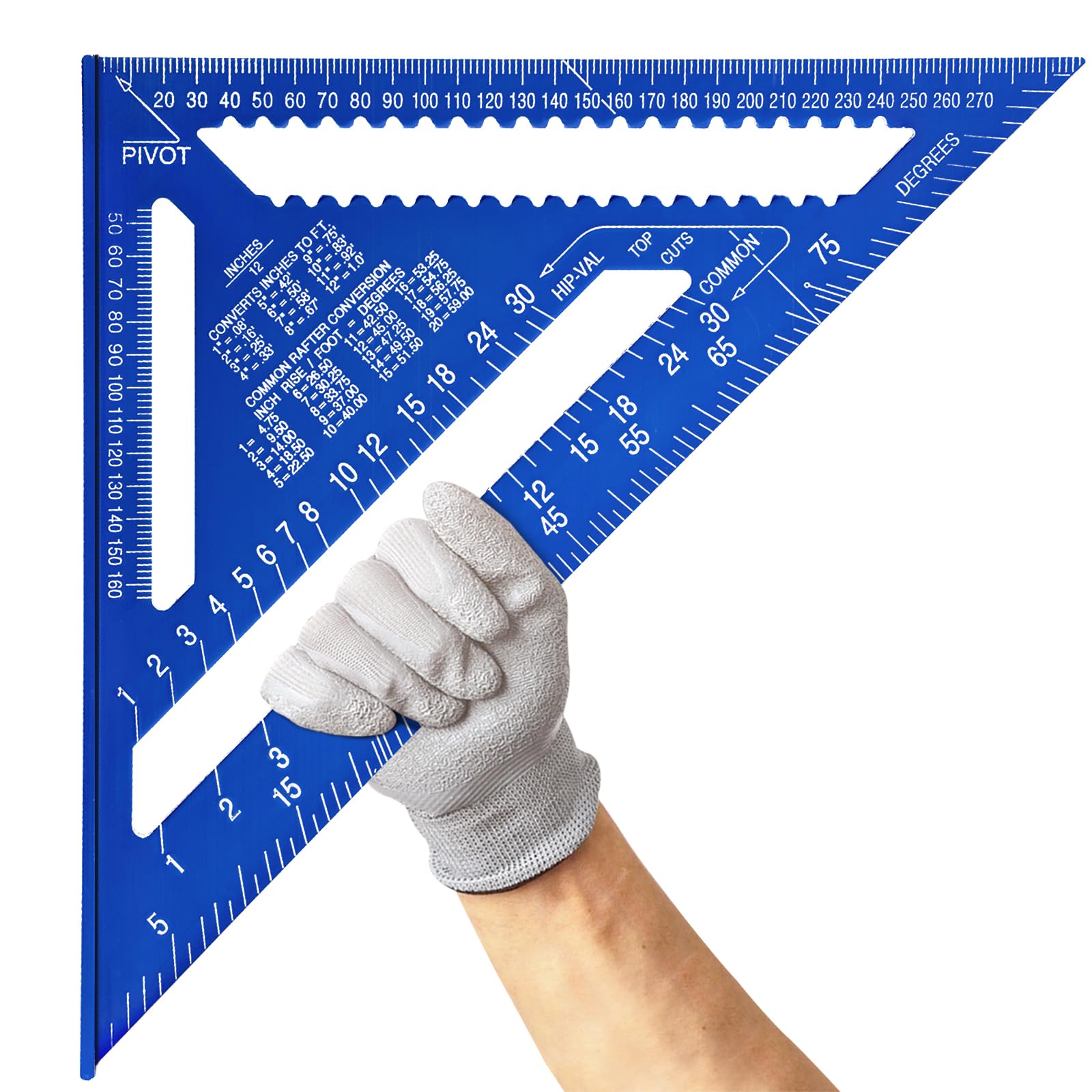 12 Inch/300mm Aluminum Alloy Triangle Ruler, Woodworking Speed Square Metric, Carpenters Square for Angle Measuring Marking