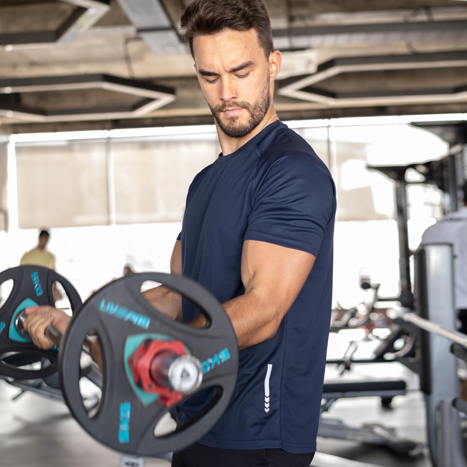 ZENGVEE 3er Pack Sport Tshirts Herren Funktionsshirt Schnelltrocknend Atmungsaktive Fitness Trainingsshirt Herren Laufshirt Kurzarm(0426-Black Grey Navy-L) 2