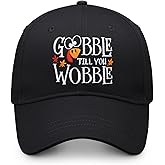 Funny Thanksgiving Turkey Cap - Gobble Till You Wobble Embroidered Vintage Adjustable Cotton Hat for Men & Women