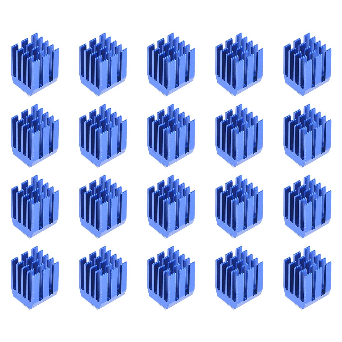 sourcing map Heatsink with Thermal Conductive Adhesive Tape 9 x 9 x 12mm Blue 20pcs