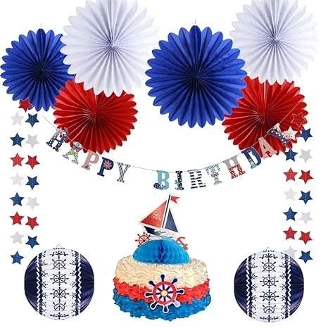 Paper Paper Crafts Navy Blue Gold Birthday Party Decorations