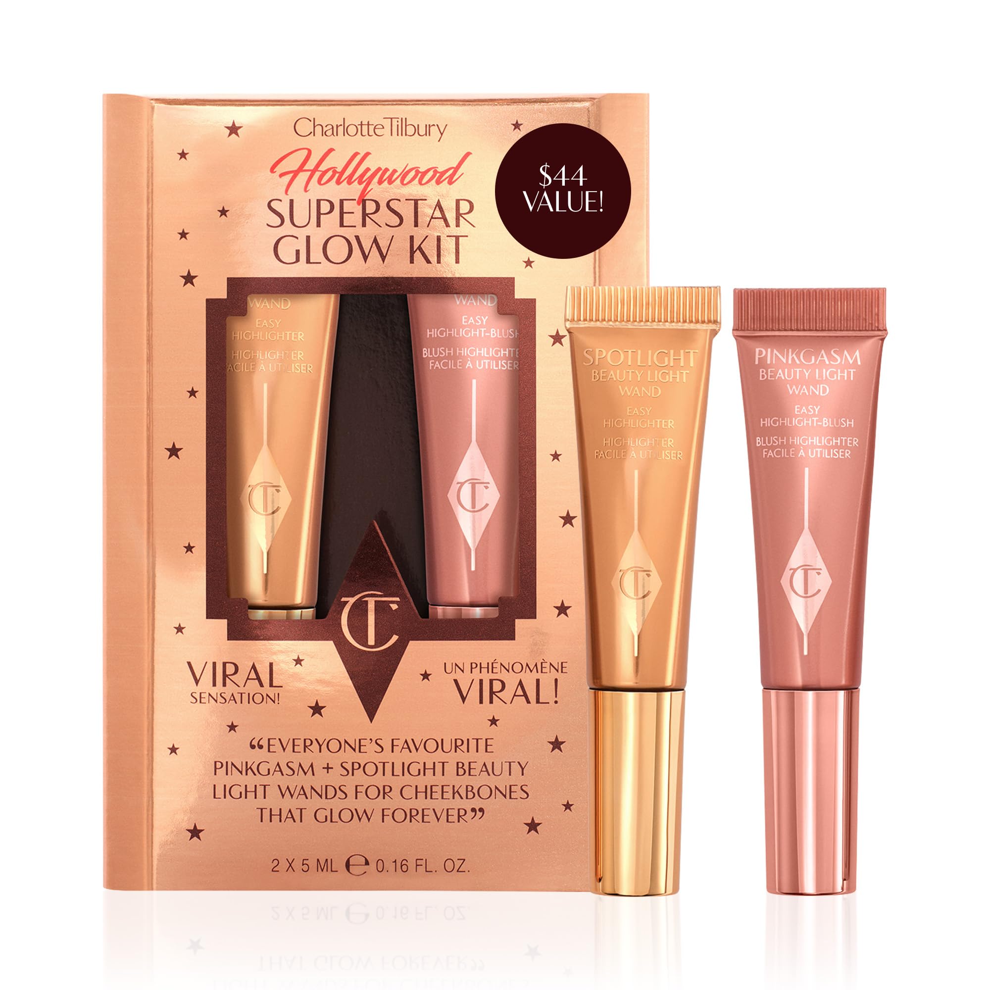 Charlotte Tilbury Beauty Light Wand Liquid Highlighter Makeup - Soft-Focus Highlighter & Blush for Cheeks - Pearlescent, Weightless Radiant Finish