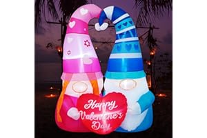 POPTREND 5 FT Inlflatable Valentines Day Decorations,Blow Up Gnomes Couple with LED Lights Outdoor Decor for Romantic Party,Wedding Anniversary, Home,Patio,Lawn Garden Yard Valentine's Day Decor