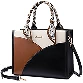 LOVEVOOK Medium Purses and Handbags for Women, Satchel Top Handle Bag with Strap, PU Leather Tote Shoulder Purse with Scarf