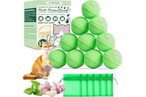 VYTATAIL Cat Repellent Balls 12 Pack - Green Quartz Sand with 6 Mesh Bags, Long Lasting Indoor/Outdoor Cat Deterrent for Gard