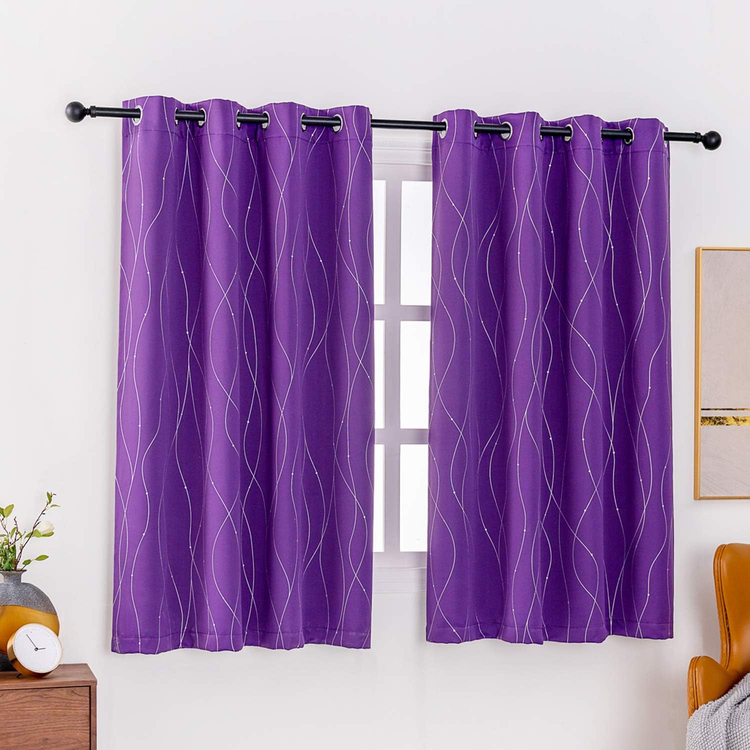 Anjee Purple Blackout Curtains for Kids Room Thermal Insulated 2 Panels