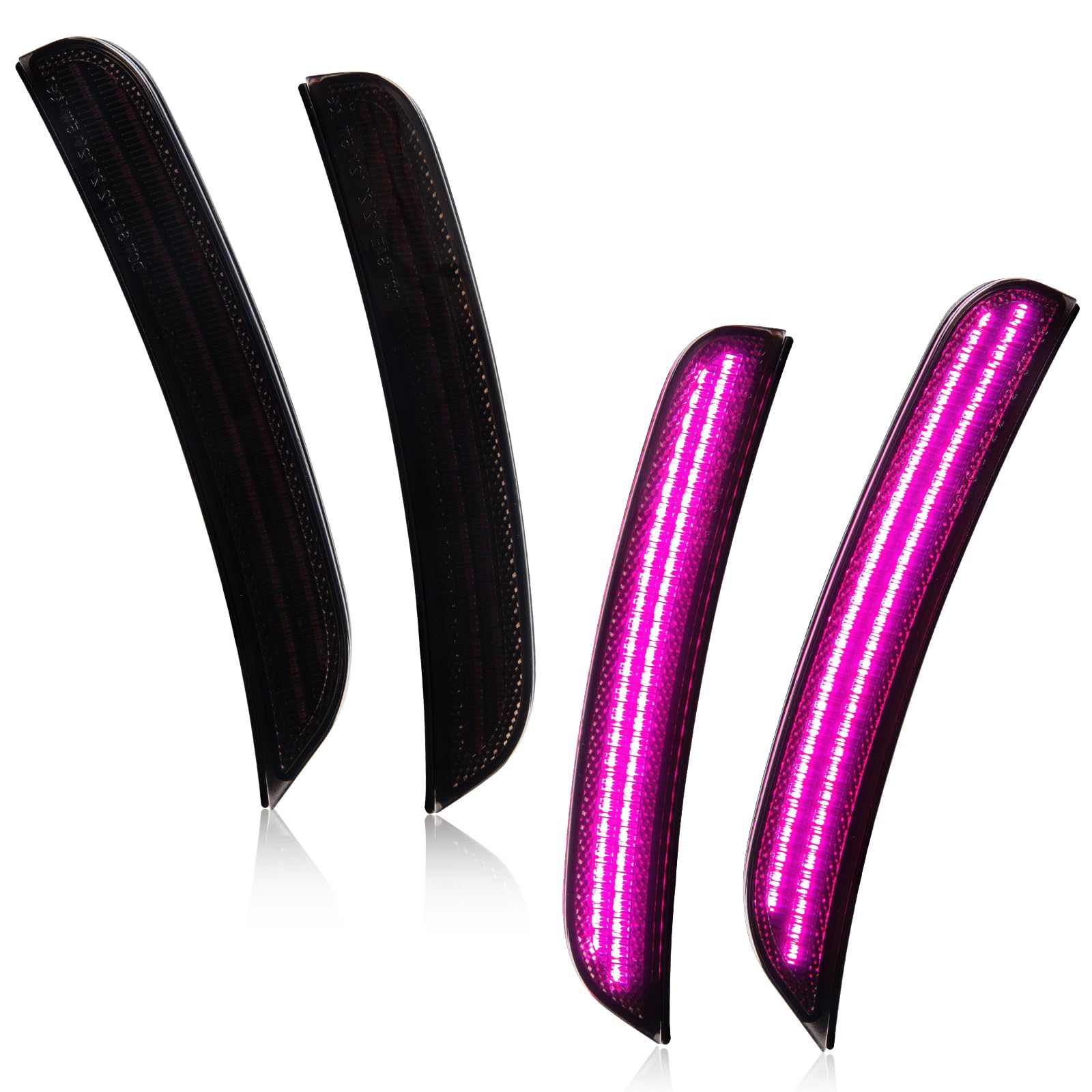 Photo 1 of Gempro LED Side Marker Lights Compatible with Dodge Charger LD 2015-2023 Front Rear Bumper Parking Signal Lamps Smoked Len, 4PCS (Pink)