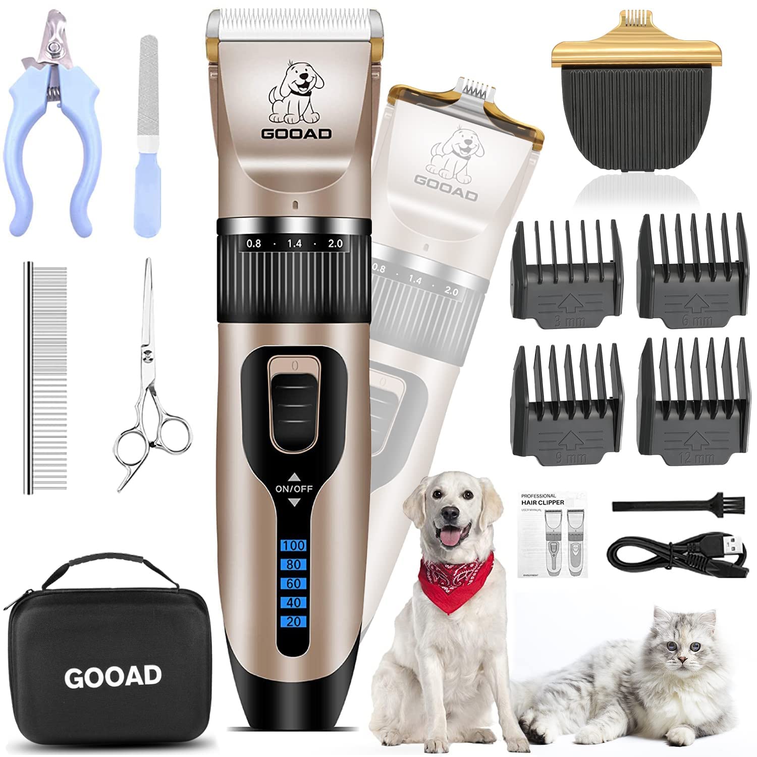 Photo 1 of Gooad Dog Clippers for Grooming,Dog Grooming Kit for Heavy Thick Hair&Coats/Low Noise Rechargeable Cordless Hair Trimmer/Pet Shaver with Paw Trimmer for Small & Large Dogs Cats