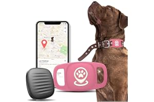GBVP Dog Tracker Smart Pet Location Tracker with Collar Holder, Personalized Smart Item Finder, MFi Certificated Dog Tracking Device, No Monthly Fee, Works with Find My (iOS Only) Pink Case