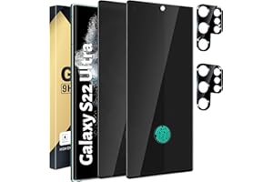CWQZGUF 2+2 Pack Galaxy S22 Ultra Privacy Screen Protector - 2 Pack Privacy Film + 2 Pack Camera Lens Tempered Glass, High Clarity Bubble Free, Anti-Spy Protection for Samsung S22 Ultra 5G