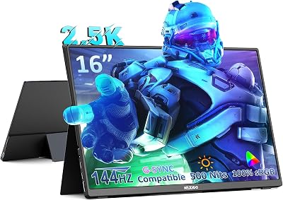 NexiGo 16 inch Portable Gaming Monitor 2.5K 144Hz 500Nits FreeSync G-SYNC HDMI