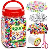 IOOLEEM Multi-Colored Bulk Pony Beads - 4000pc Kit for Friendship Bracelets & Jewelry Making, Easy Storage