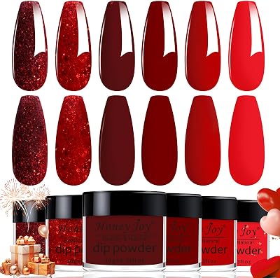 Honey Joy Dip Powder Set 6 Colors Classic Red Collection DP-T