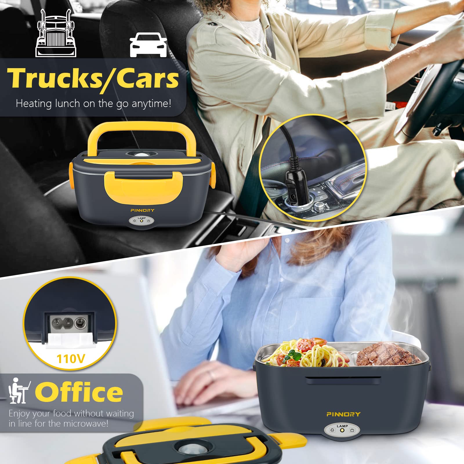 Mua LETAAKA Electric Lunch Box Food Warmer, 80W Food Heater 3 in 1 12 ...