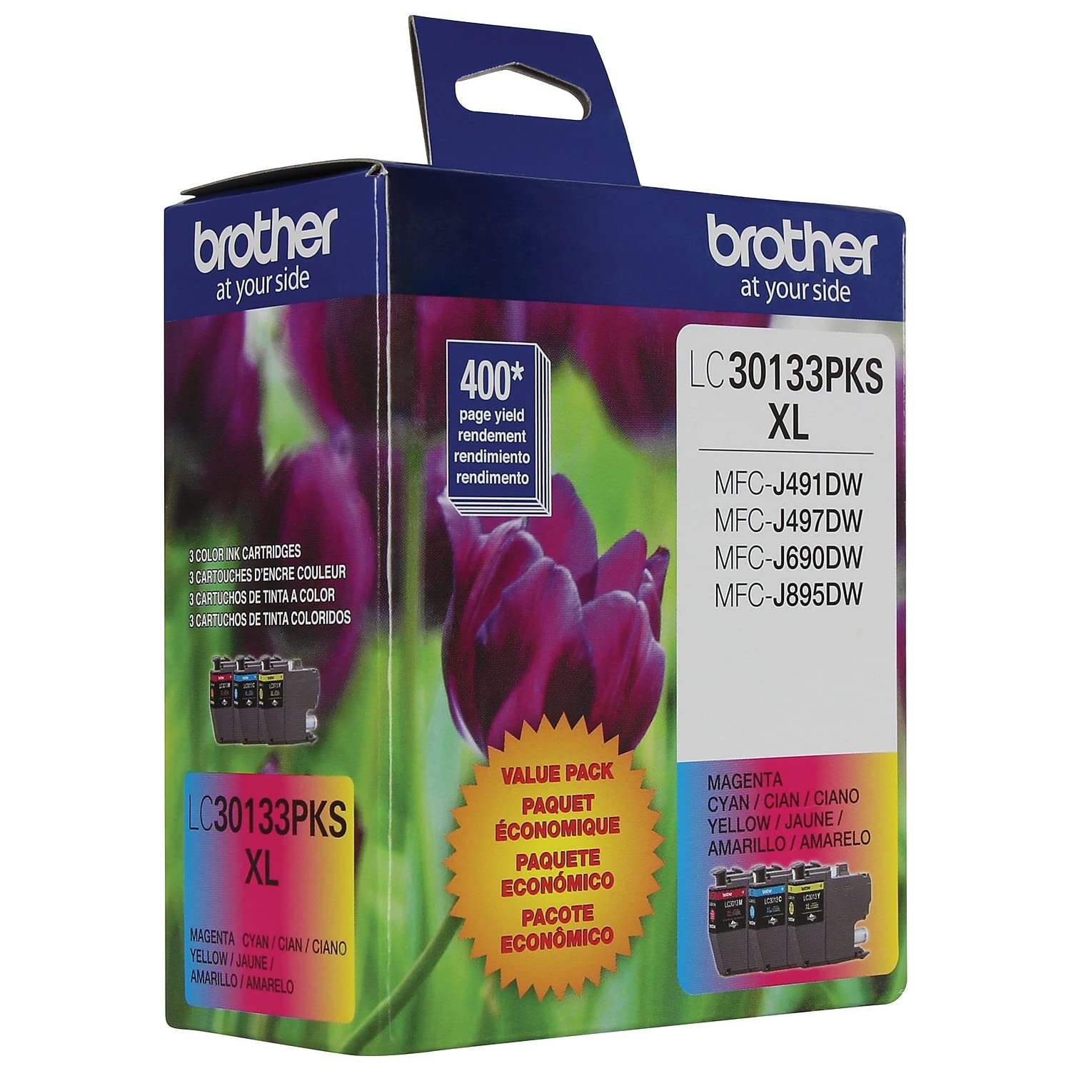 Brother High-yield Color Printer Ink Cartridges LC3013 3-Pack for Work Smart Series - Professional Grade Ink for MFC-J491DW, J497DW, J690DW, J895DW - Up to 400 Pages per Cartridge
