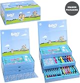 Bluey 52pc Kids Art Stationery Set Watercolour Felt Pens Crayons Pencils Travel view 7